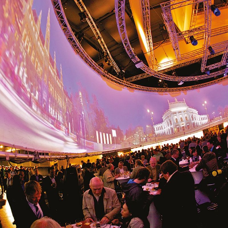 Connectivity wide view man projector presentation